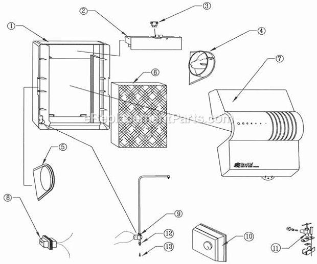 Page A Diagram and Parts List for 2101  Skuttle Humidifier