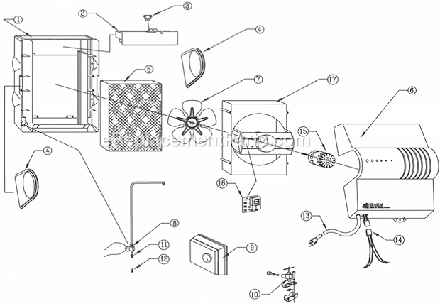 Page A Diagram and Parts List for 2102  Skuttle Humidifier
