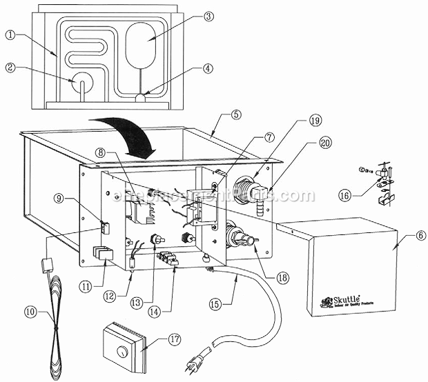 Page A Diagram and Parts List for F60-2  Skuttle Humidifier