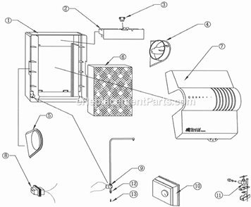 Page A Diagram and Parts List for 2000  Skuttle Humidifier