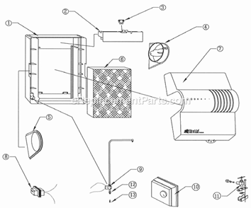 Page A Diagram and Parts List for 2100  Skuttle Humidifier
