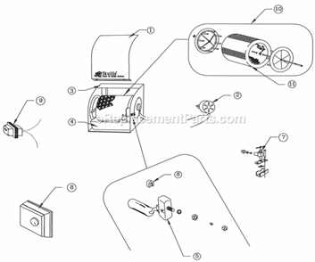 Page A Diagram and Parts List for 90-SH1  Skuttle Humidifier
