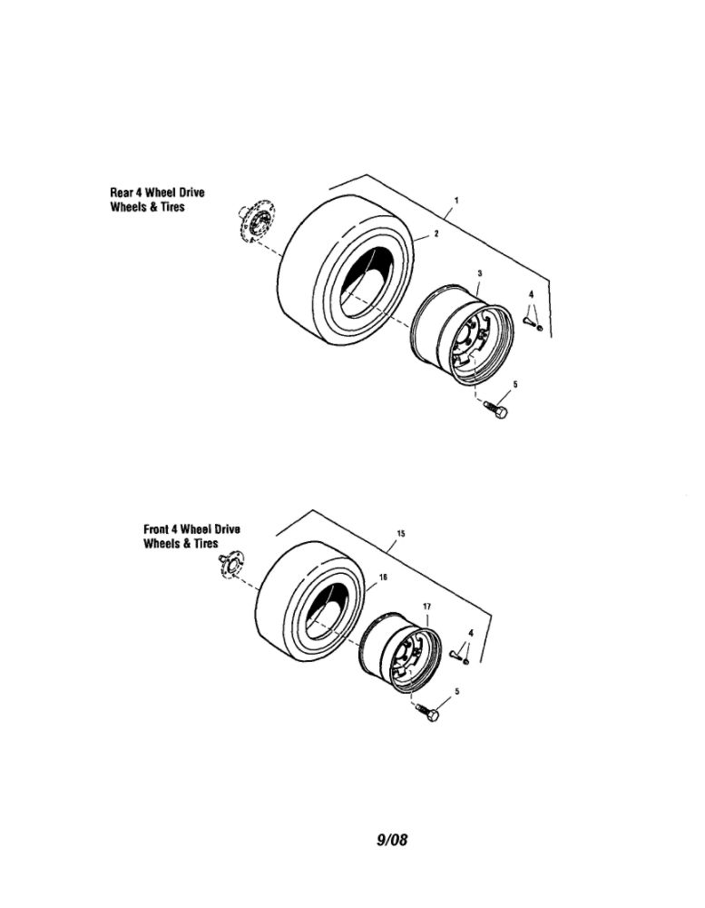 Wheels/Tires Diagram and Parts List for SGT27540D 2690628 Snapper Lawn Tractor