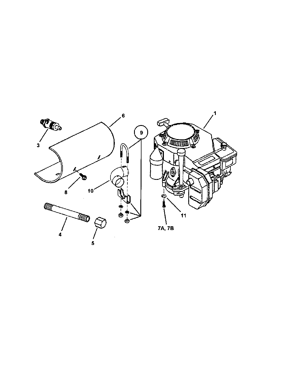 Engine Diagram and Parts List for SPA610-  Snapper Lawn Mower