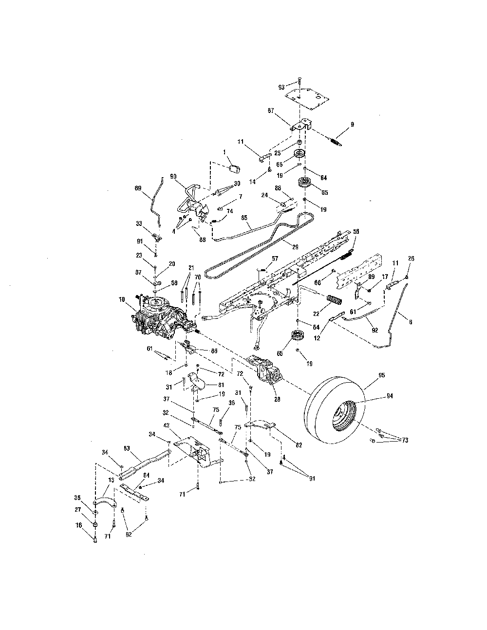 Motion drive Diagram and Parts List for 28838  Snapper Lawn Tractor