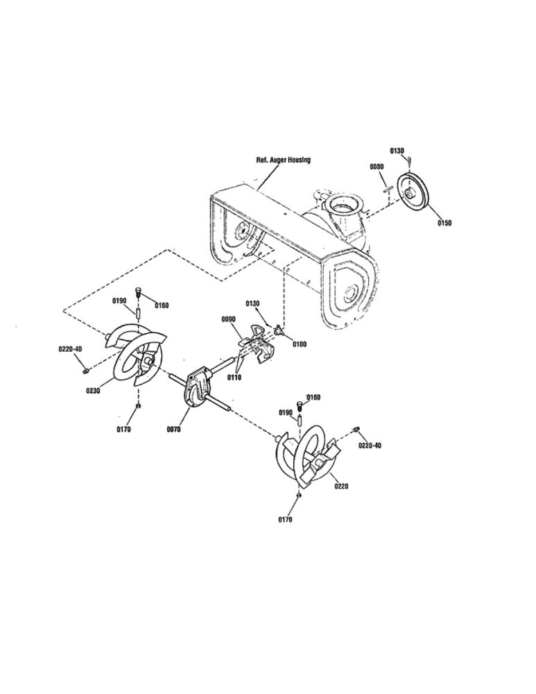 Auger Drive Diagram and Parts List for 1696002 M1227EX Snapper Snow Blower