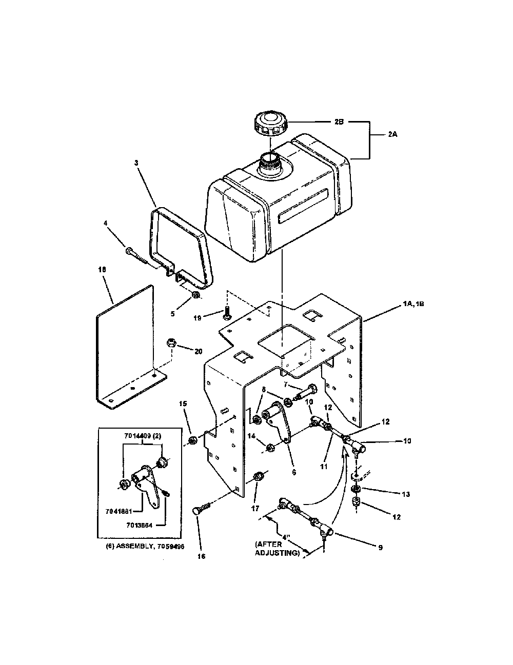 Fuel tank/bracket Diagram and Parts List for SPE361  Snapper Lawn Mower