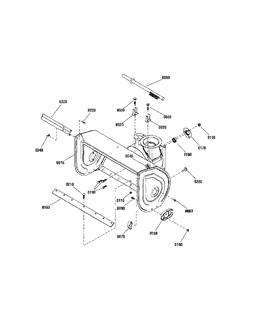 Auger housing Diagram and Parts List for 130887660  Snapper Snow Blower