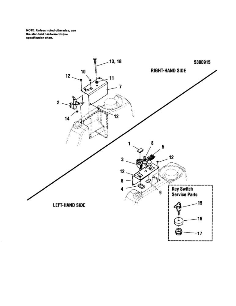 Instrument Control Panel Diagram and Parts List for 5900709  Snapper Lawn Mower
