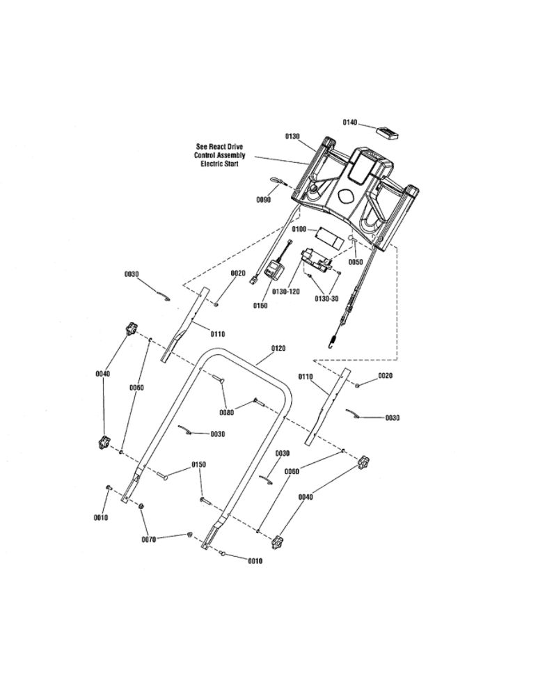 Handles/Controls-Electric Start Diagram and Parts List for 7800829 SPXV22725 Snapper Lawn Mower