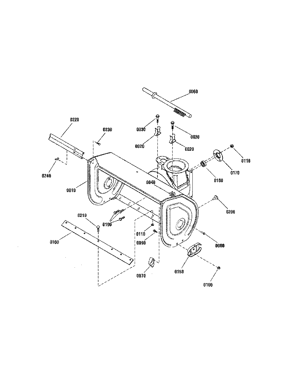 Auger housing Diagram and Parts List for 13088768  Snapper Snow Blower