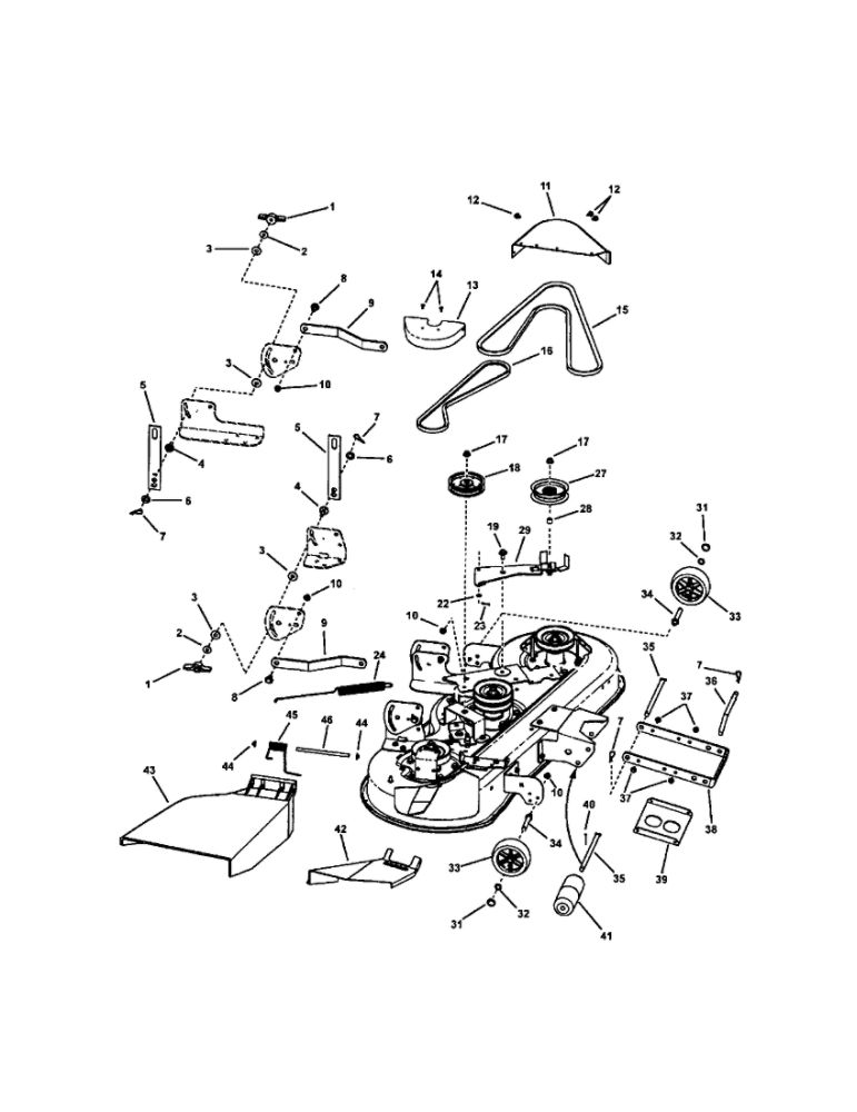 46 Inch Mower Deck Diagram and Parts List for CLT23460 7800344 Snapper Lawn Tractor