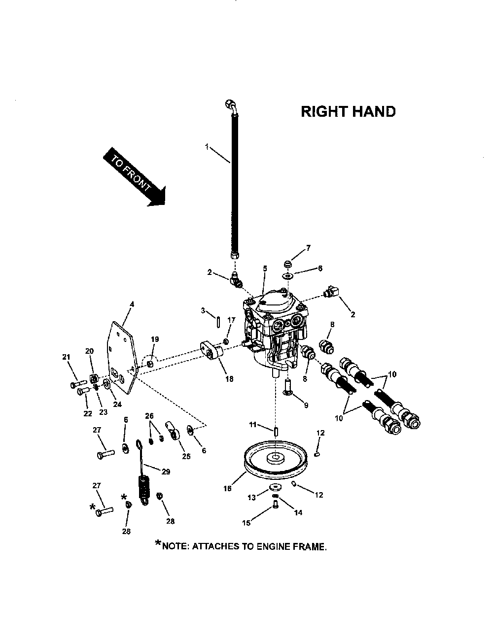 Rh pump Diagram and Parts List for SPA481 SERIES 3 Snapper Lawn Mower