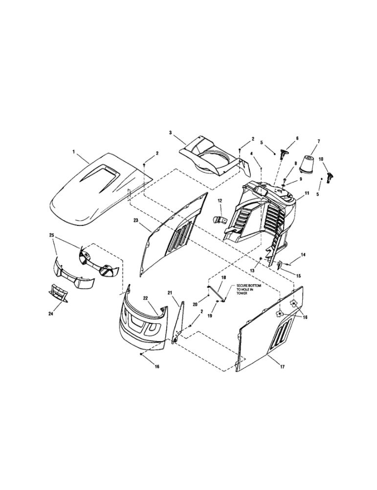 Hood/Grille/Dash Diagram and Parts List for ELT2044 2690594 Snapper Lawn Tractor