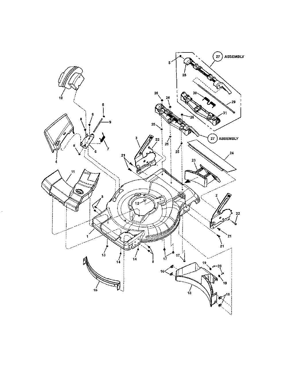 Deck-front wheel drive/hi-wheel Diagram and Parts List for 130381460  Snapper Lawn Mower