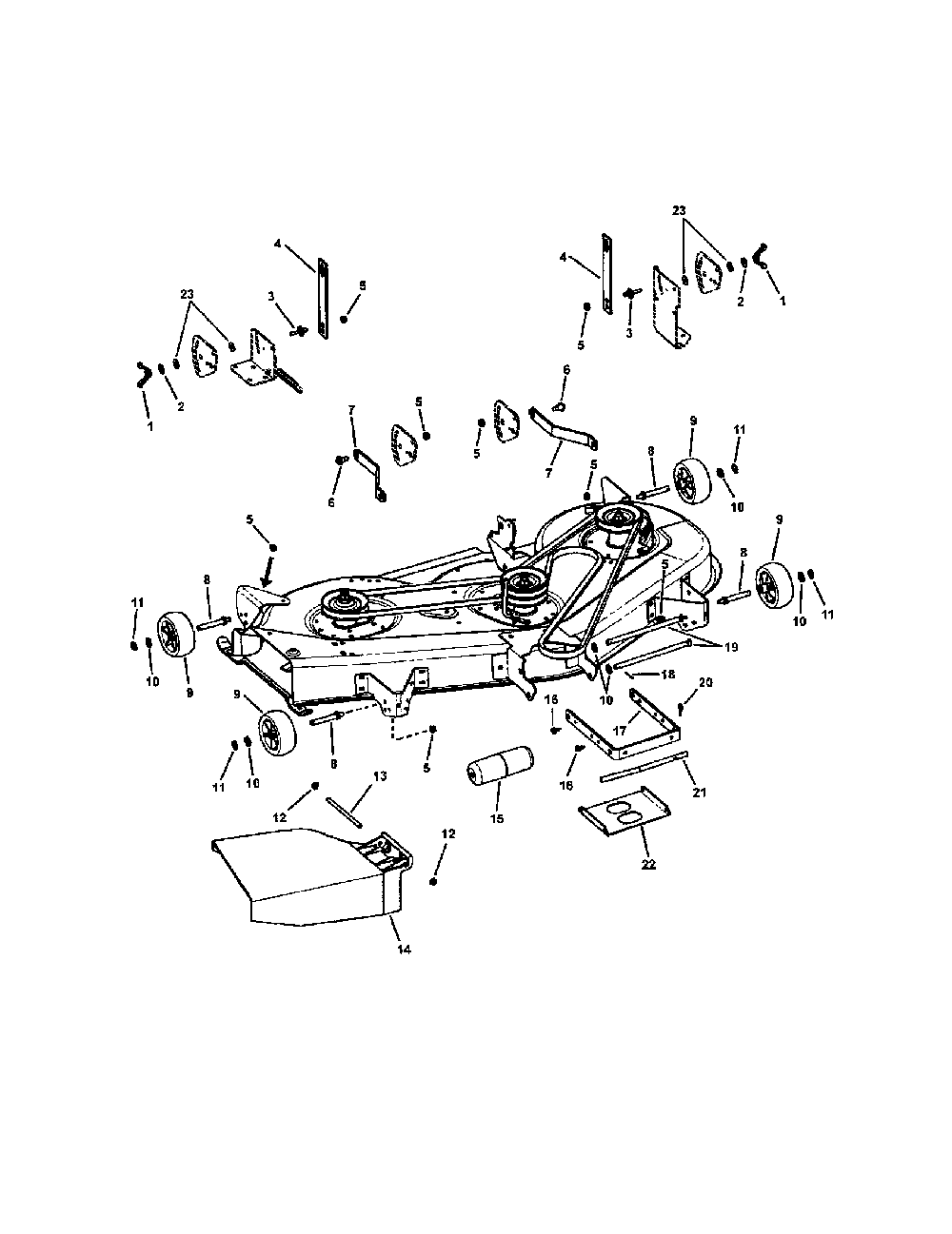 52" deck housing suspension Diagram and Parts List for CLT24520  Snapper Lawn Tractor