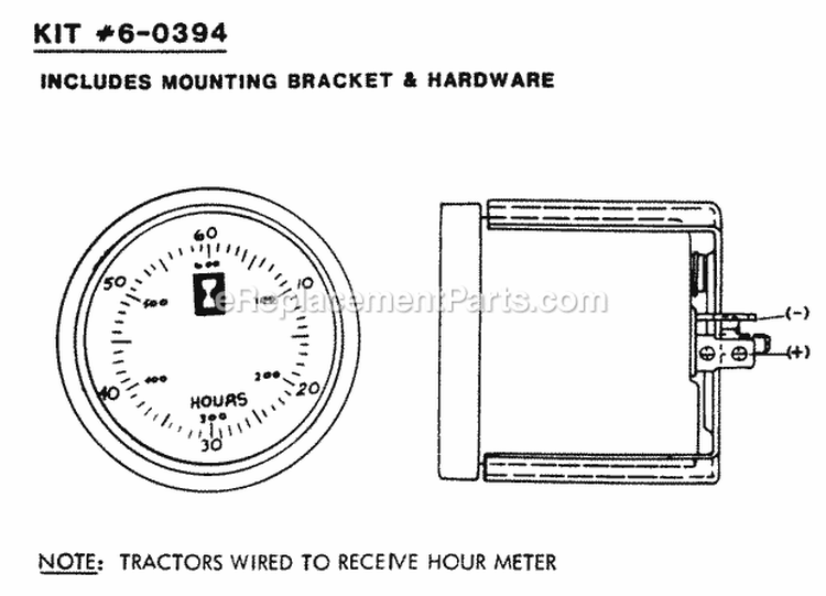Hour Meter - Accessory Diagram and Parts List for 1600 80024 Snapper Lawn Tractor