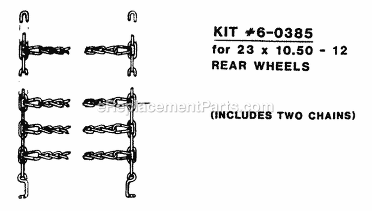 Tire Chains - Accessory Diagram and Parts List for 1600 80024 Snapper Lawn Tractor