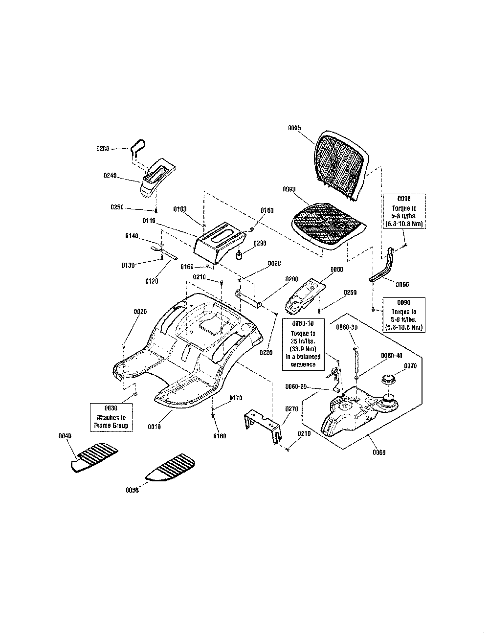 Seat deck/fuel tank Diagram and Parts List for 280120  Snapper Lawn Tractor