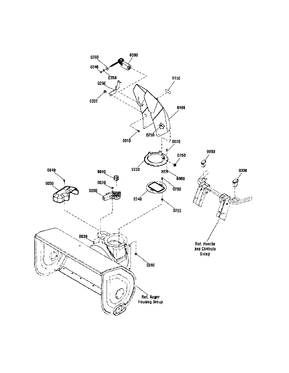Discharge chute Diagram and Parts List for 130887660  Snapper Snow Blower