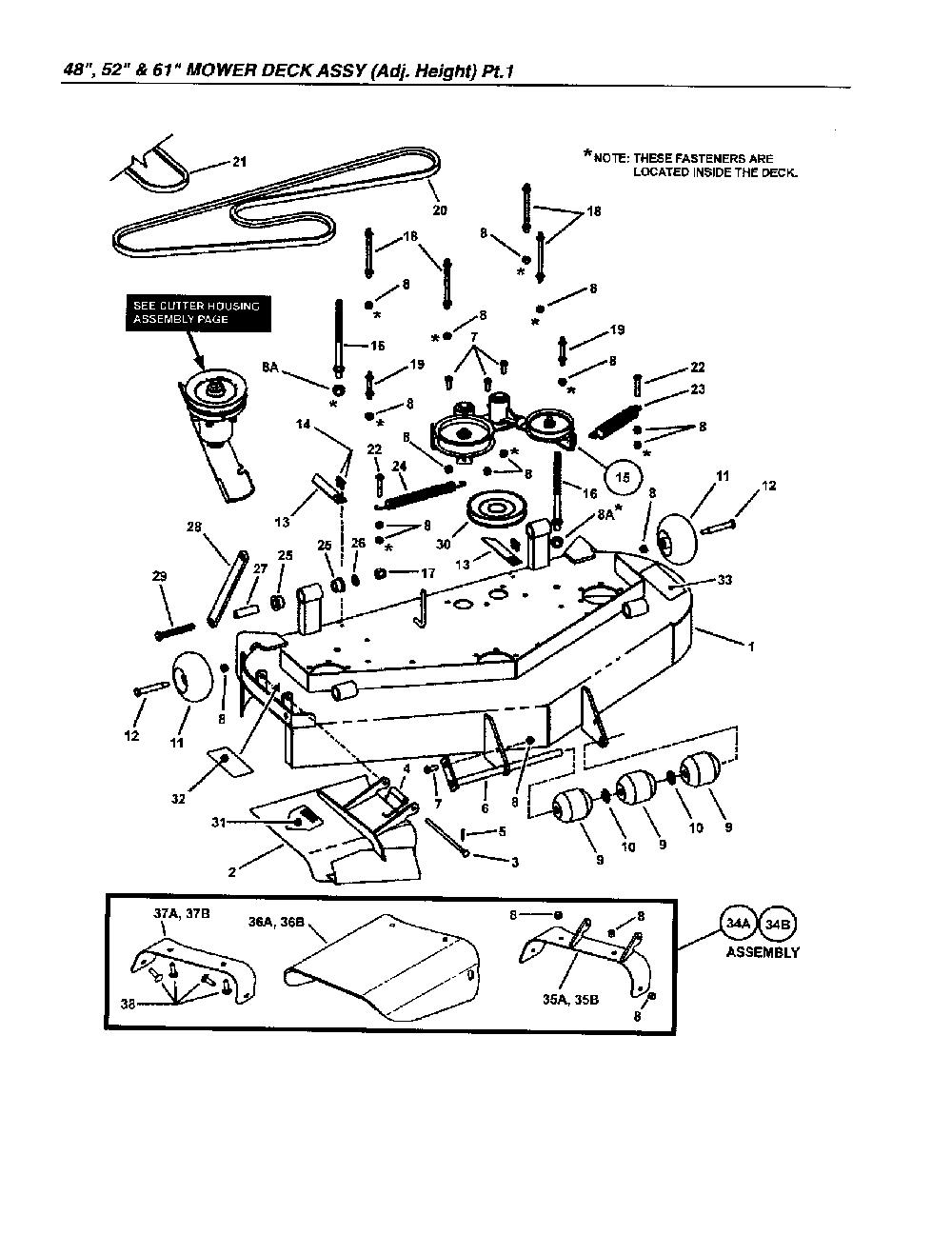 48"/52"/61" mower deck Diagram and Parts List for SPA610-  Snapper Lawn Mower