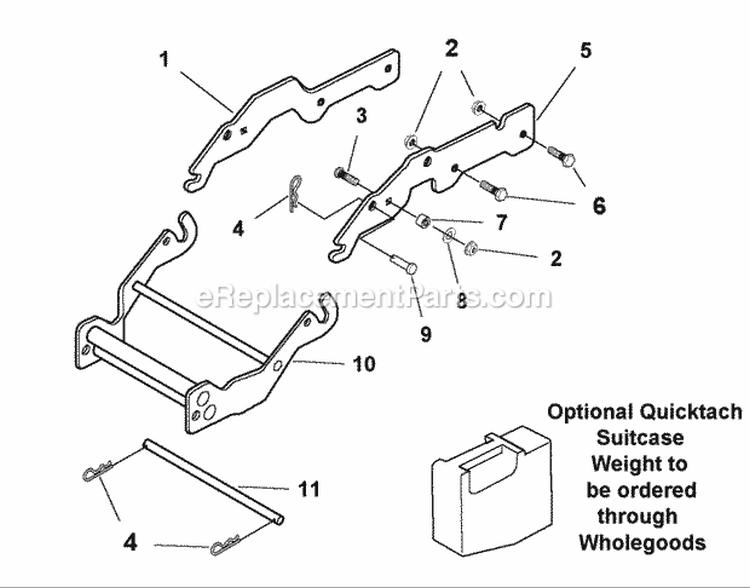 Carrier Weight Diagram and Parts List for 1694155  Snapper Lawn Tractor Accessories