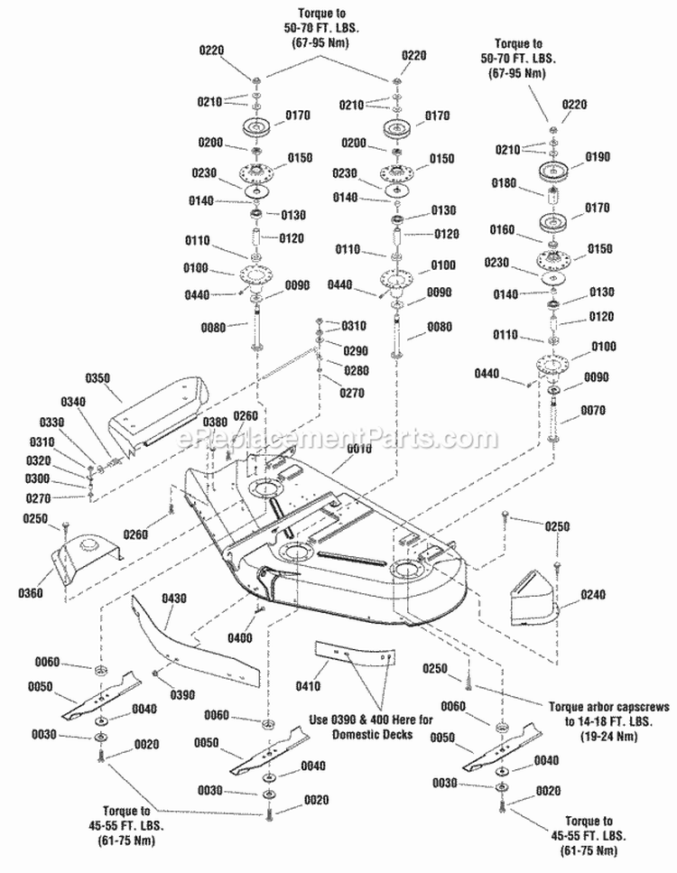 44 Mower Deck - Housing Arbors  Blades Group Diagram and Parts List for 1695414  Snapper Lawn Tractor Accessories