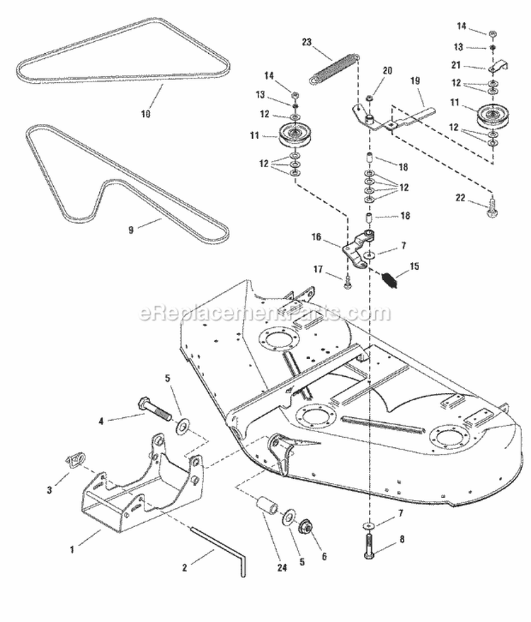 50 Mower Deck - Clutch  Support Group Diagram and Parts List for 1695418  Snapper Lawn Tractor Accessories