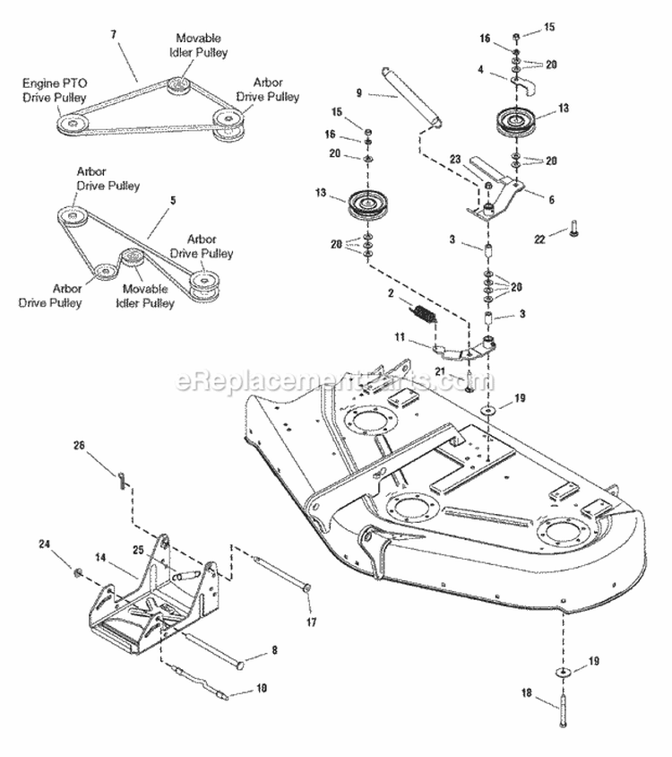 50 Mower Deck - Clutch  Support Group Diagram and Parts List for 1695588  Snapper Lawn Tractor Accessories