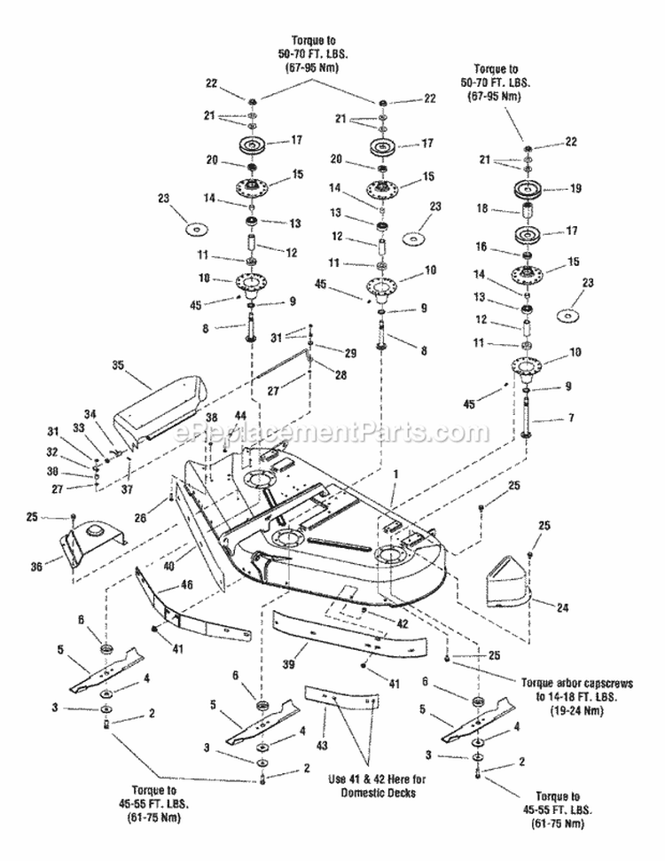 50 Mower Deck - Housing Arbors  Blades Diagram and Parts List for 1695588  Snapper Lawn Tractor Accessories