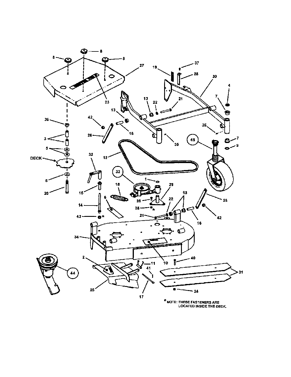 36" mower deck (adjustable height) Diagram and Parts List for SPA610-  Snapper Lawn Mower