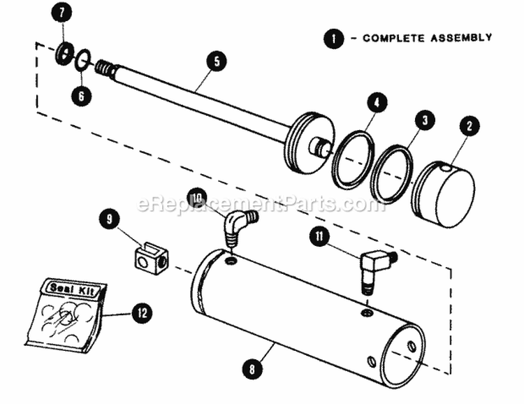 Hydraulic Cylinder - Rear Lift Type A - Bento Diagram and Parts List for 1855A 80928 Snapper Lawn Tractor