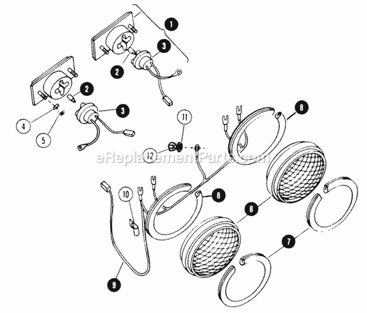 Lighting System Diagram and Parts List for 1855A 80928 Snapper Lawn Tractor