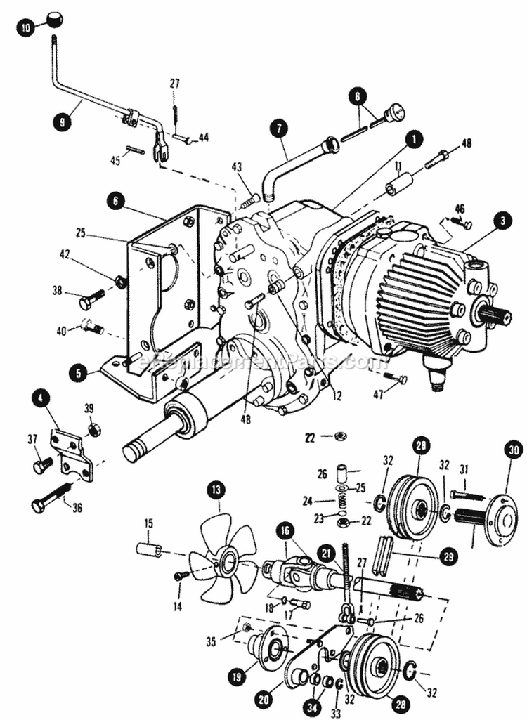 Rear Axle  Drive Shaft Diagram and Parts List for 1855A 80928 Snapper Lawn Tractor