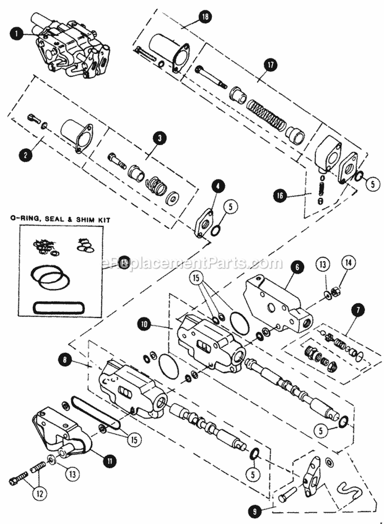 Hydraulic Valve - 2 Spool Diagram and Parts List for 1855A 80928 Snapper Lawn Tractor