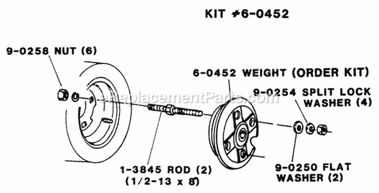 Rear Wheel Weights Kit 60452 Diagram and Parts List for 1855A 80928 Snapper Lawn Tractor