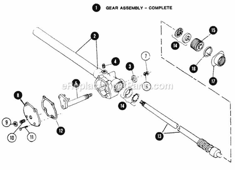 Steering Gear Diagram and Parts List for 1855A 80928 Snapper Lawn Tractor