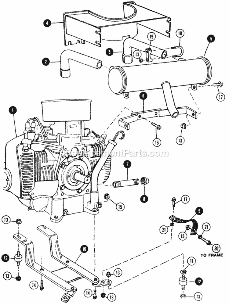 Engine  Mounting Diagram and Parts List for 1855A 80928 Snapper Lawn Tractor