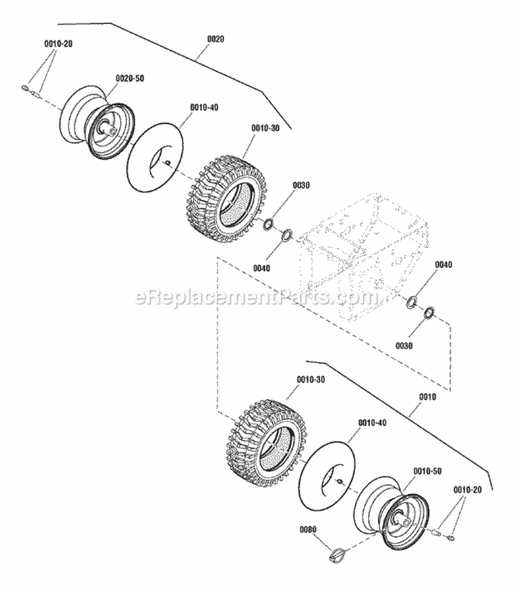 Wheel  Tire Group - 2 Pin Diagram and Parts List for 1924EX 1695670 Snapper Snow Blower