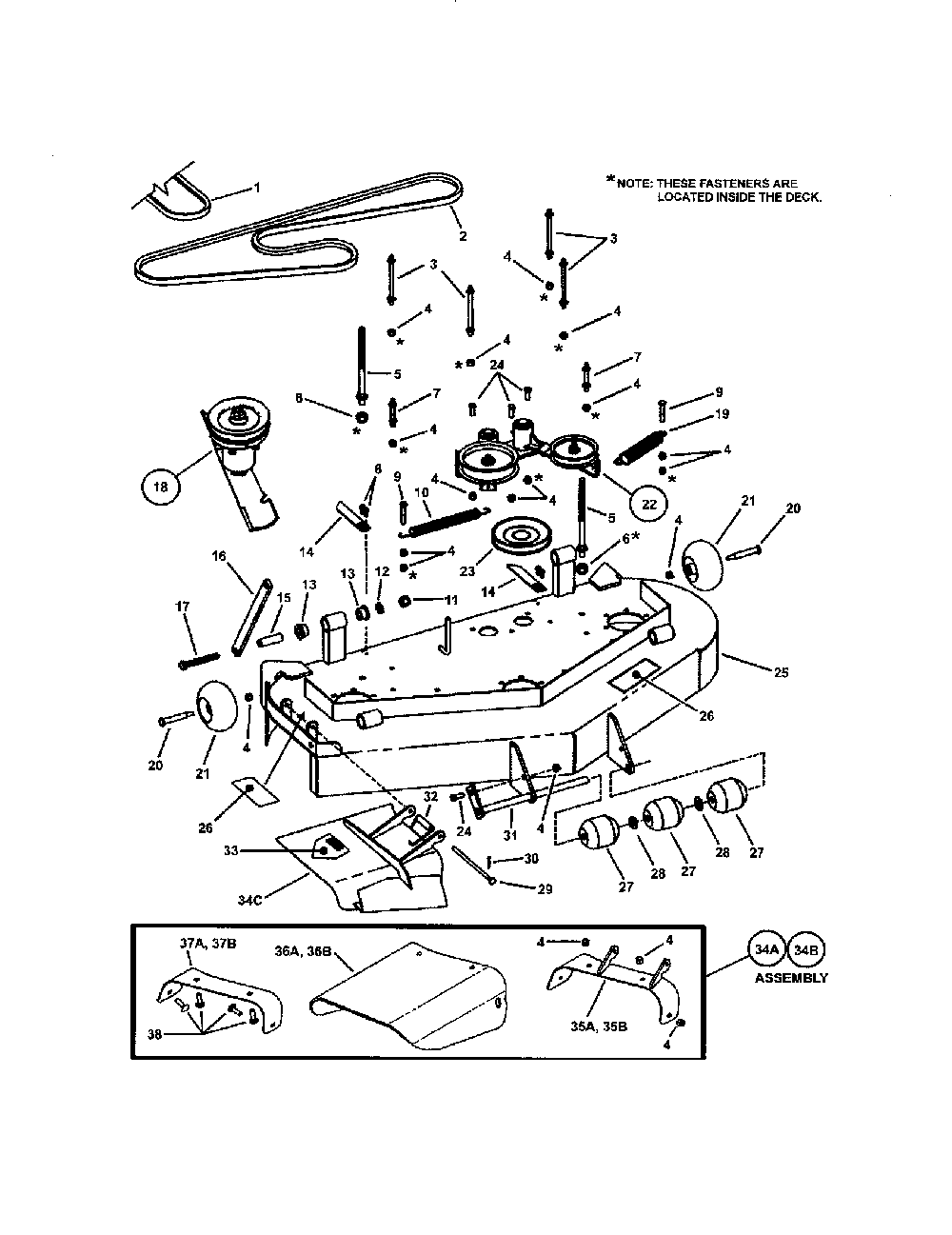 48"/52"/61" mower deck (deck) Diagram and Parts List for SPA481 SERIES 3 Snapper Lawn Mower
