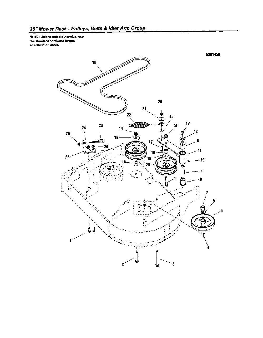 Pulleys/belts/idler arm Diagram and Parts List for 5900743  Snapper Lawn Mower