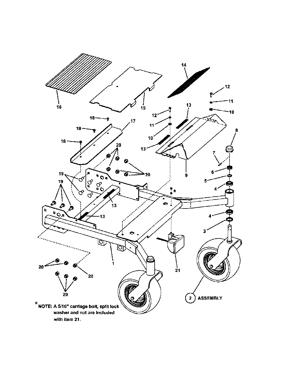 Front chassis (frame) Diagram and Parts List for NZMX30614KH  Snapper Lawn Mower