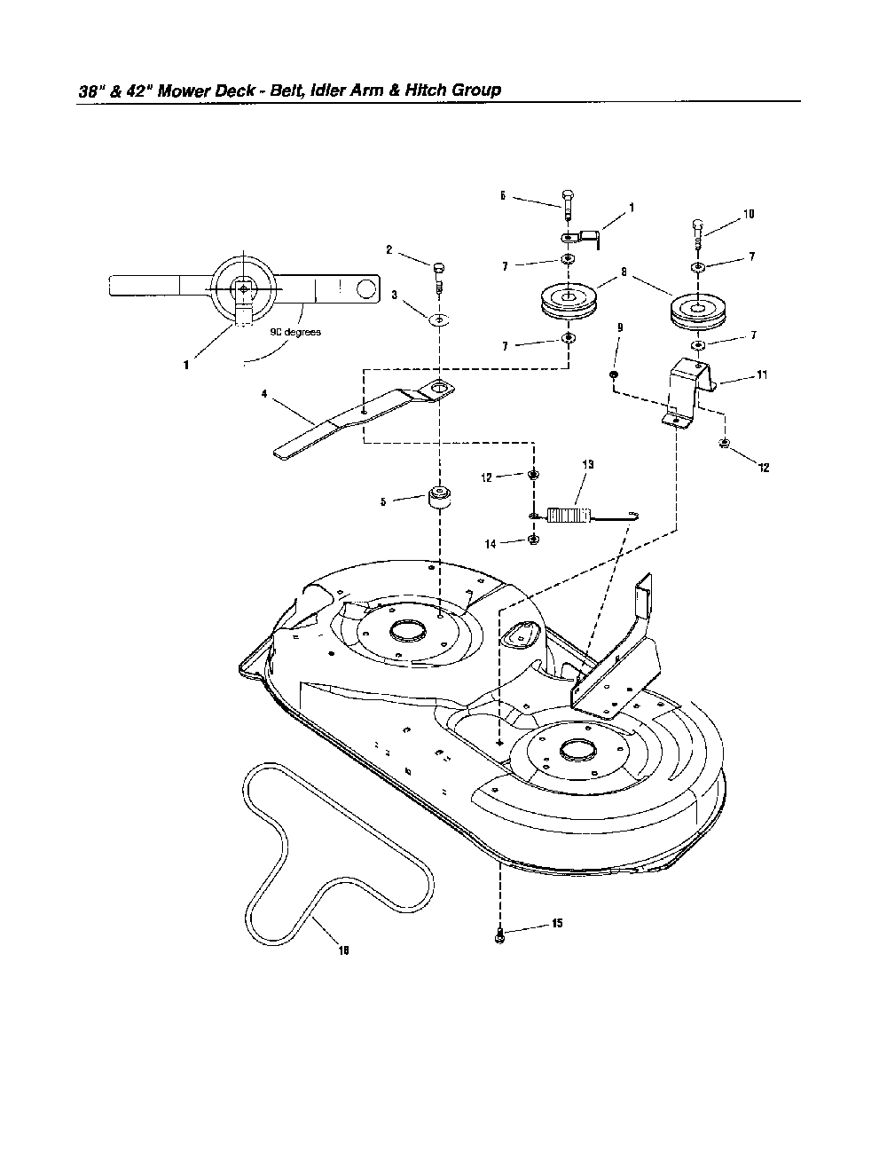 Belt/idler arm/hitch Diagram and Parts List for LT22500  Snapper Lawn Tractor