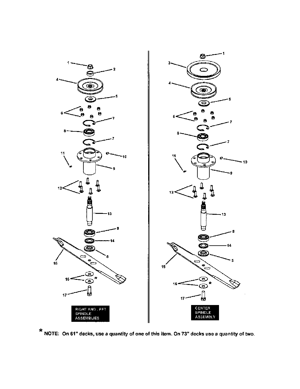 Deck spindle Diagram and Parts List for NZMX30614KH  Snapper Lawn Mower