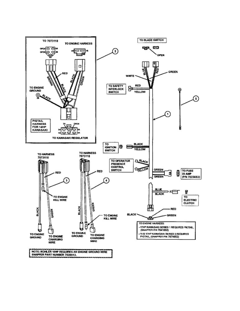 Electrical Wiring (Manual Start) Diagram and Parts List for SPA480 SERIES 1-2 Snapper Lawn Mower