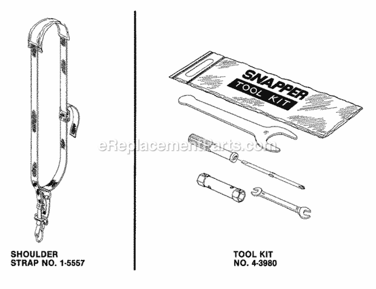 Shoulder Strap  Tool Kit Diagram and Parts List for 211SST  Snapper Trimmer