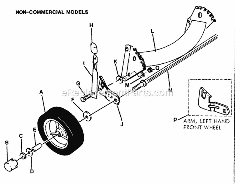 Front Wheels Brackets Latches Non Commercial Models Diagram and Parts List for 21400 80S Snapper Lawn Mower