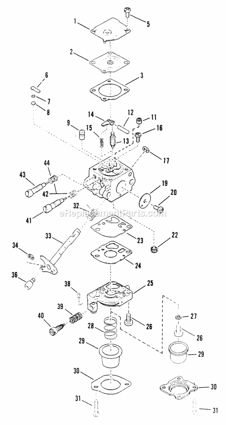Carburetor Parts (Walbro Wt-92) Diagram and Parts List for 214DCST  Snapper Trimmer