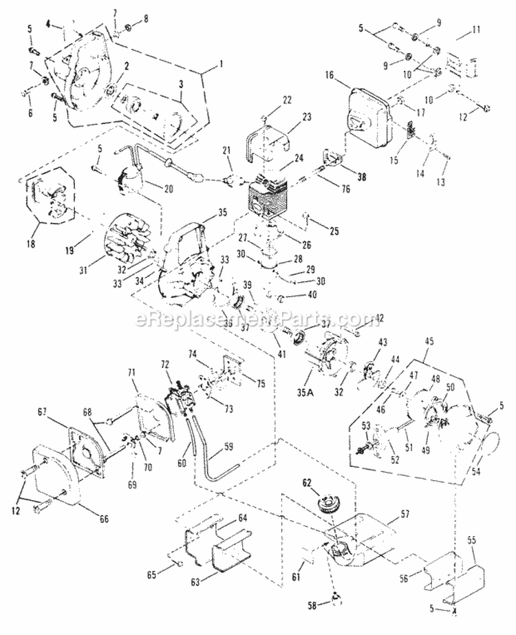 Engine Diagram and Parts List for 214DCST  Snapper Trimmer
