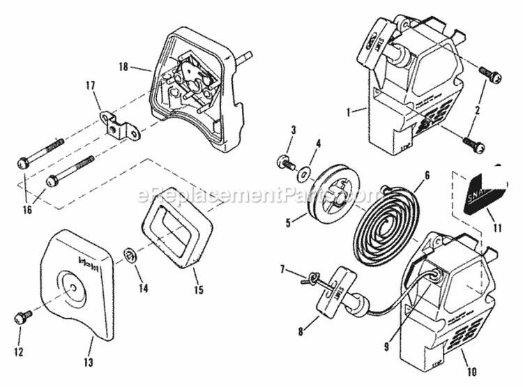 2150RT Recoil Starter Assmy Diagram and Parts List for 2150  Snapper Trimmer